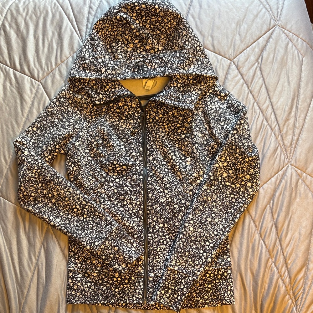 Lululemon Black and White Floral Scuba Hoodie